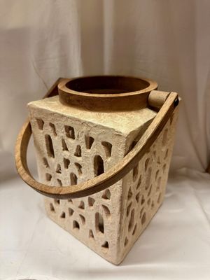 Natural Lantern w/Wood Handle 12&quot;