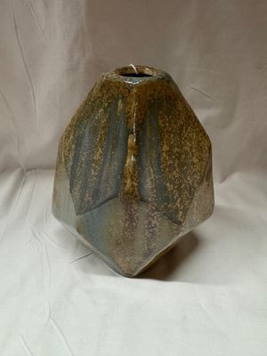 Ceramic Brown/Turq Dennis Vase 7&quot;T