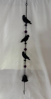 Metal Hanging Crow Chain w/Bell