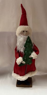 Fabric Standing Santa w/Tree