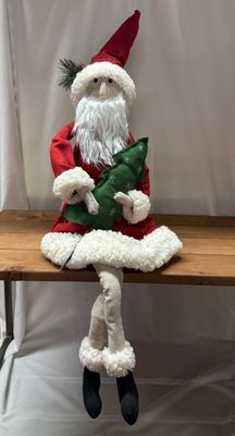 Fabric Sitting Santa w/Tree