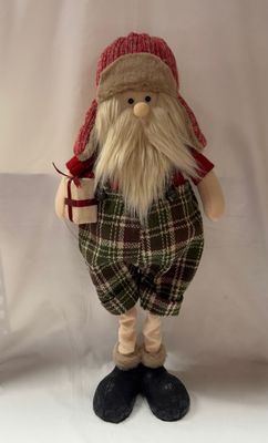 Plush Plaid Telescoping Legs Santa