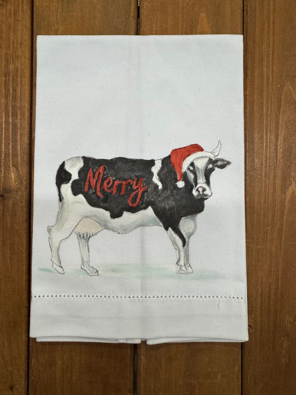 Cotton Hand Painted Guest Towel - Cow