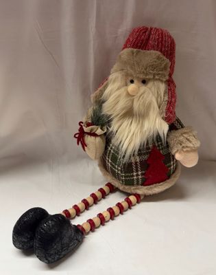 Plush Plaid Shelf Sitter - Santa