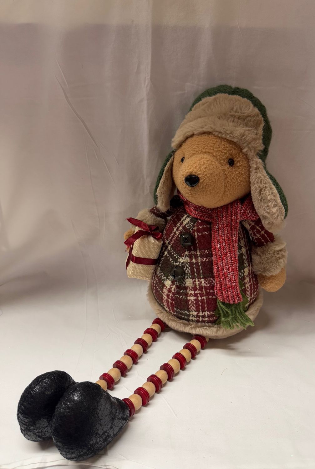 Plush Plaid Shelf Sitter - Bear