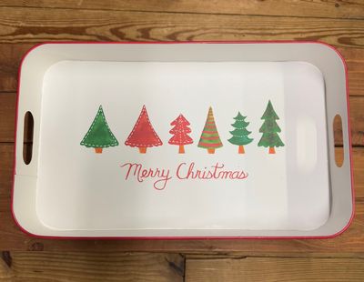 Metal Merry Christmas Trees Tray
