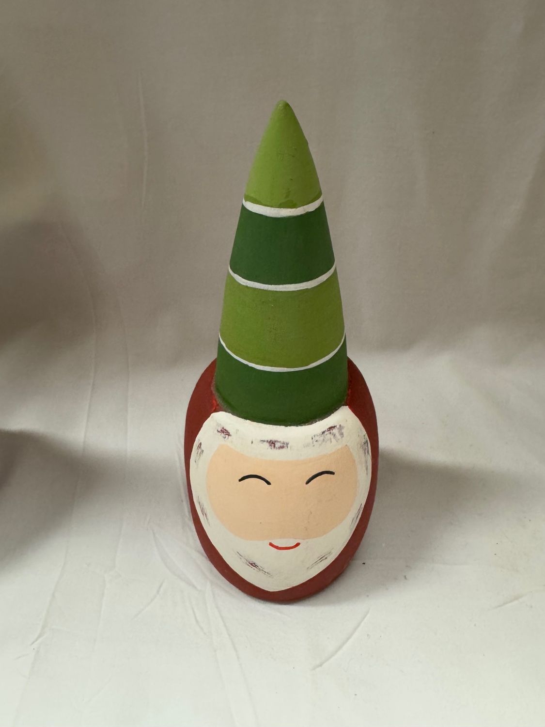 Wood Santa Head w/Cone Hat Med Wood Santa Head w/Cone Hat Med