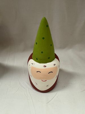 Wood Santa Head w/Cone Hat Sm