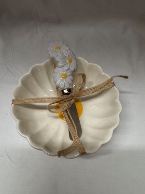 Dip Bowl w/Spreader Gift Set White