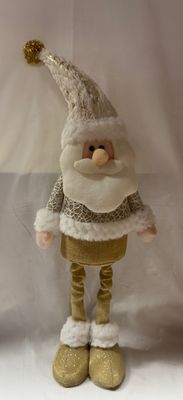 Plush Metallic Standing Holiday Telescoping Legs Santa