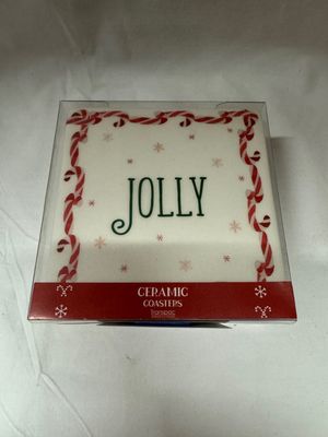 Ceramic Candy Cane Lane Coasters S/4