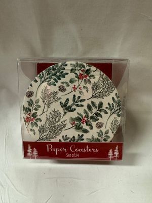 Absorbent Paper Holiday Branches Coasters S/24