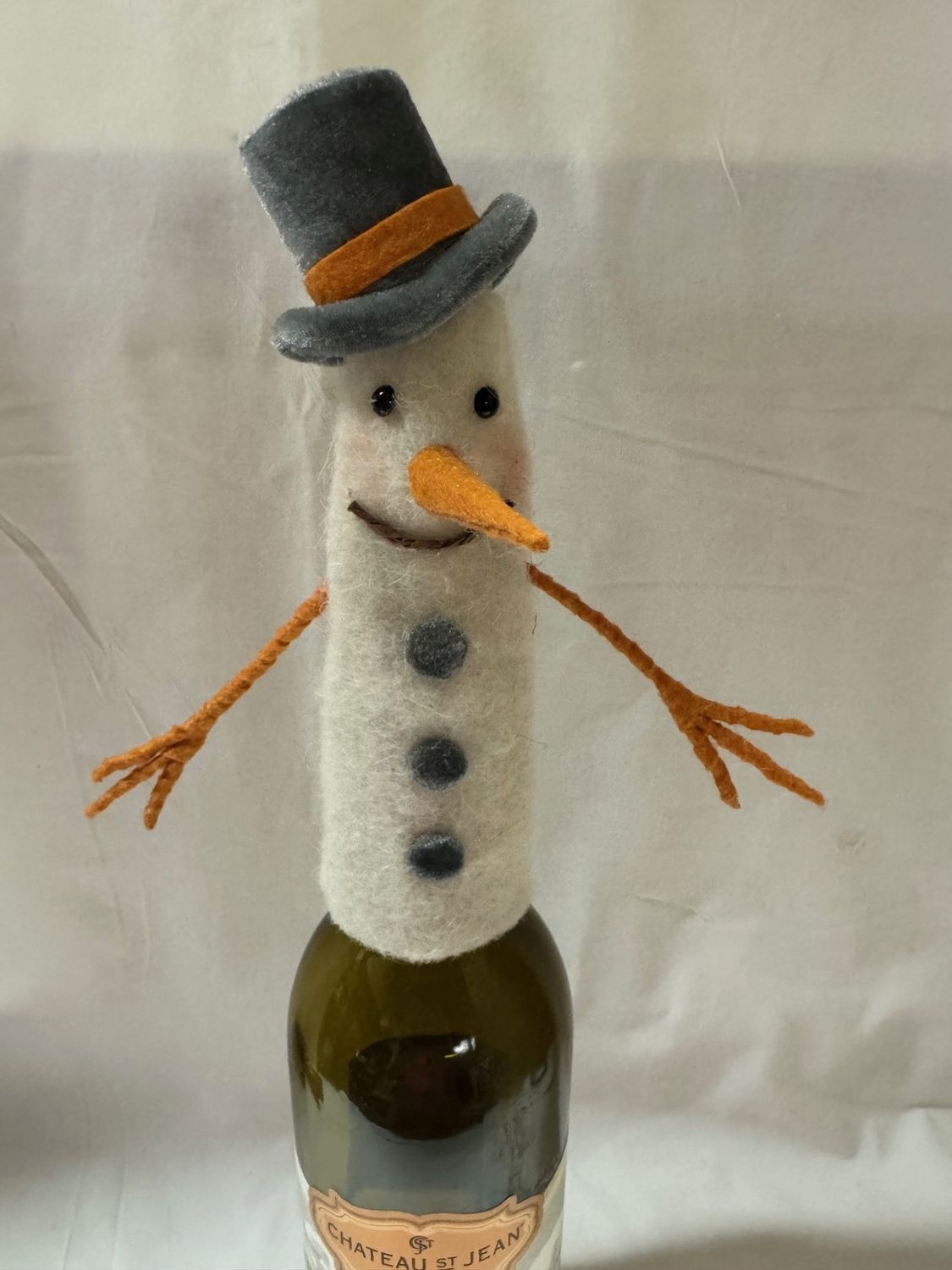 Felt Bottle Topper - Snowman