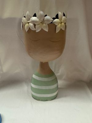 Metal Flower Crown Container Green