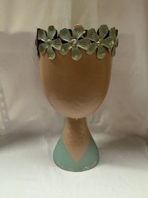 Metal Flower Crown Container Teal