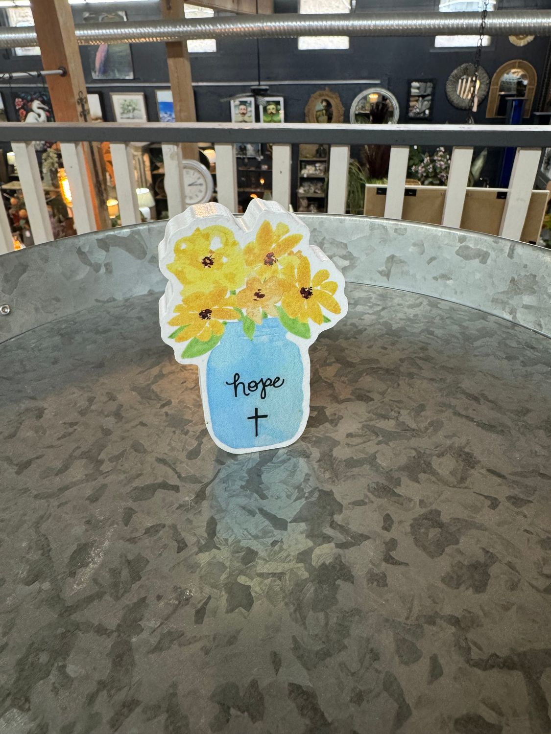 Wood Flower Vase Note Holder - Hope