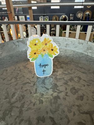 Wood Flower Vase Note Holder - Hope