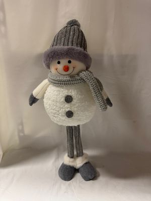 Plush Snowman w/Knit Gray Hat Lg