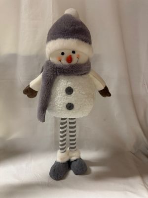 Plush Snowman w/Fur Gray Hat Lg