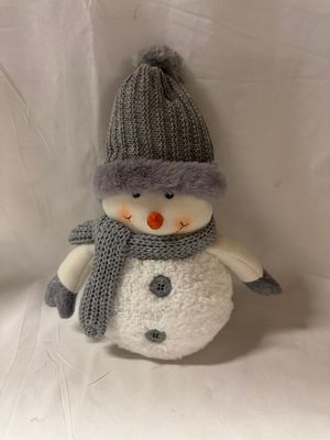Plush Snowman w/Knit Gray Hat Sm