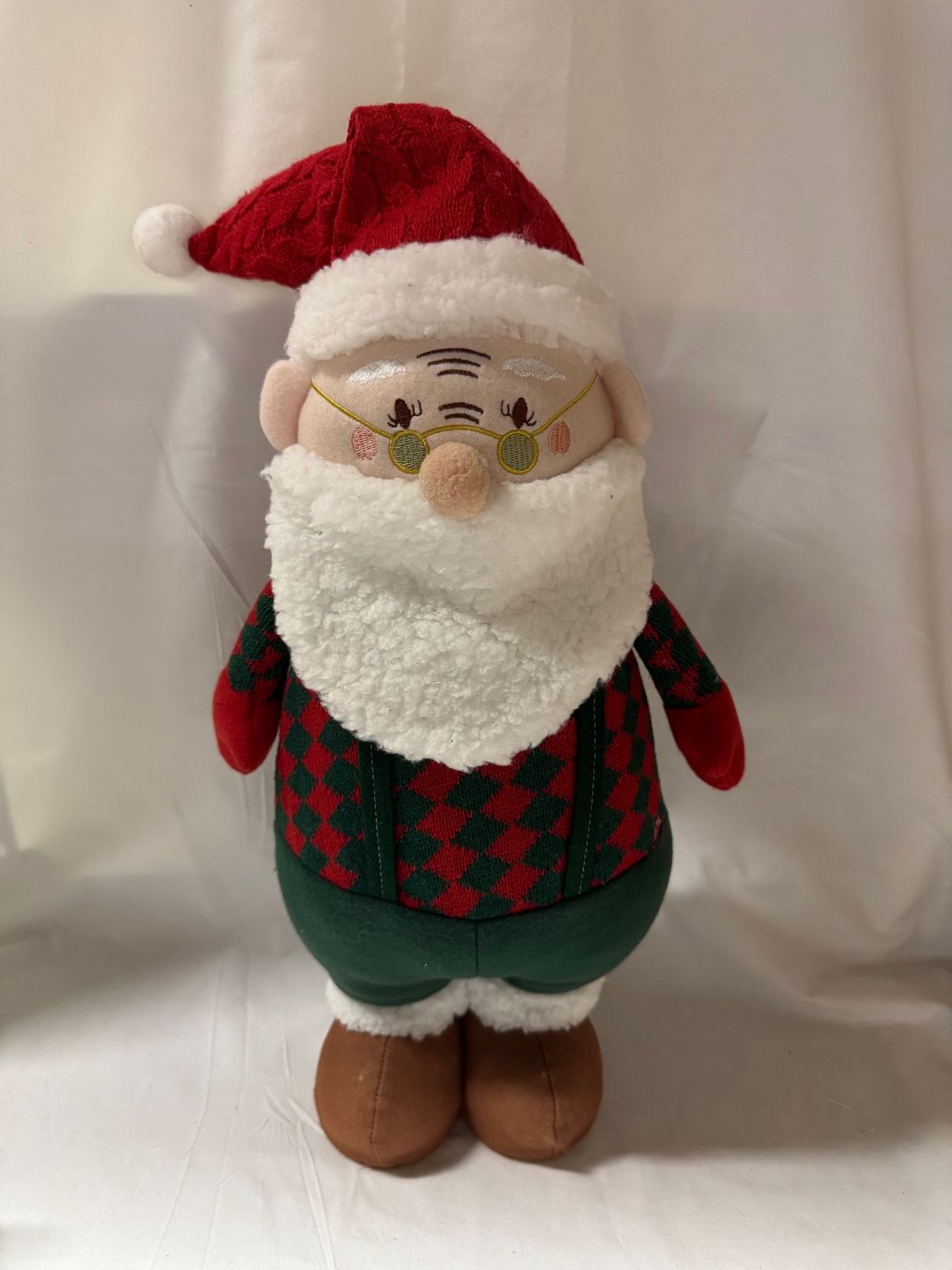 Plush Santa w/Checkered Sweater