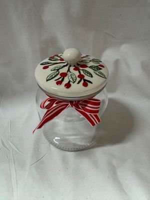 Hand Painted Glass Holiday Jar Sm