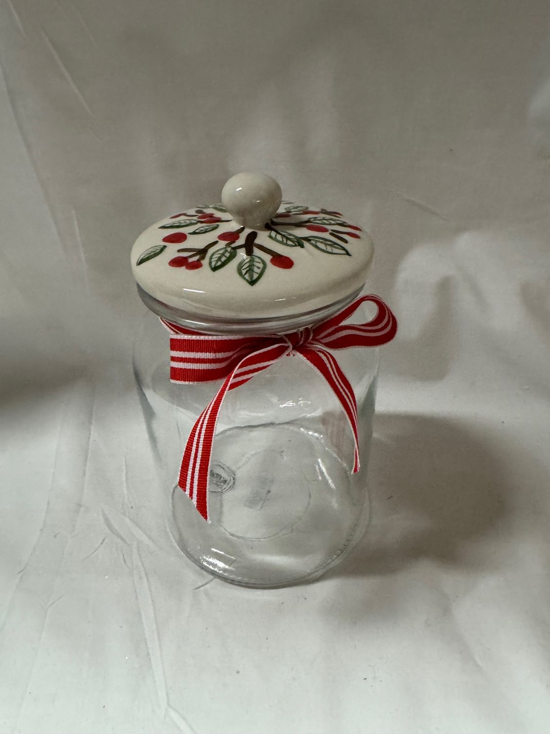 Hand Painted Glass Holiday Jar Lg