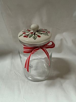 Hand Painted Glass Holiday Jar Lg