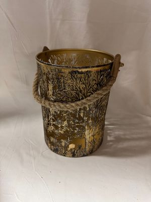 Metal Scenic Round Lantern Rustic Gold Lg