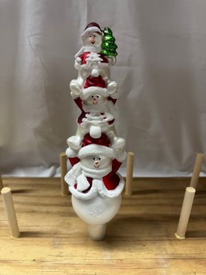 Glass Tree Topper - Trio of Snowmen