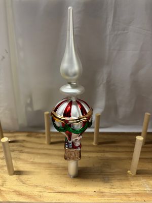 Glass Tree Topper - Hot Air Balloon Santa