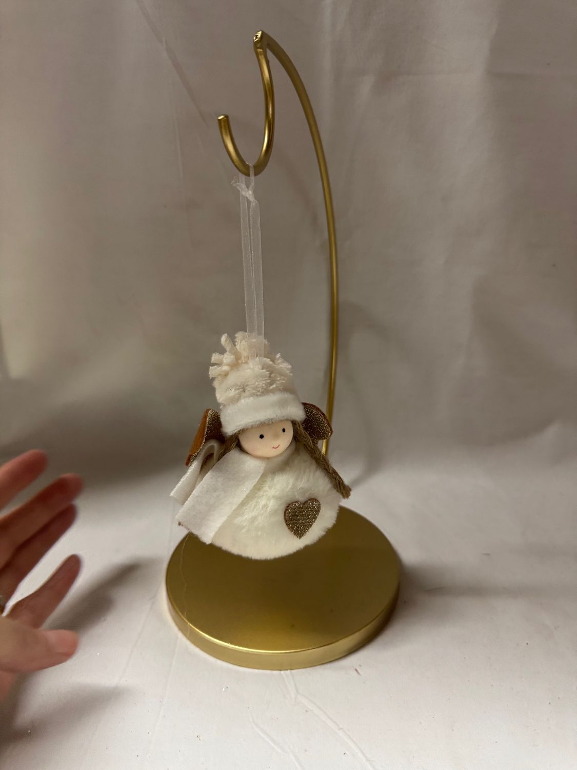 Fuzzy Angel Ornament White