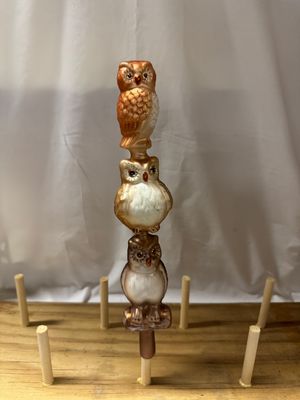 Glass Tree Topper - Trio of Owls