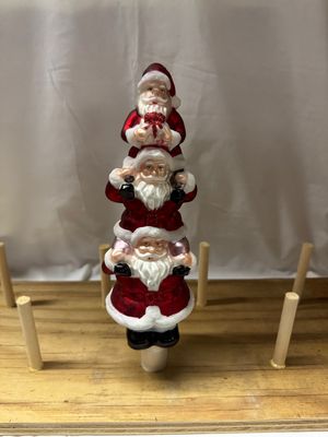 Glass Tree Topper - Trio of Santas