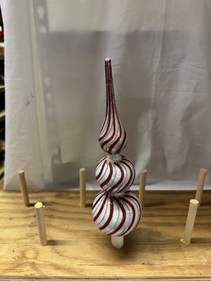 Glass Tree Topper - Peppermint Ball