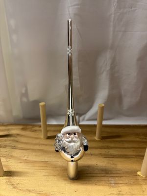 Glass Tree Topper - Santa Gray