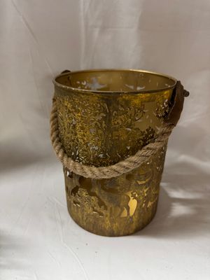 Metal Scenic Round Lantern Antique Gold Lg