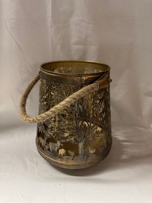 Metal Scenic Lantern Antique Gold