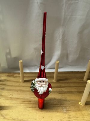 Glass Tree Topper - Santa Red