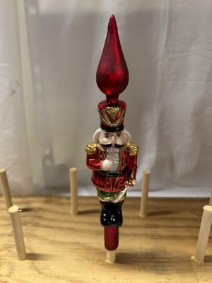 Glass Tree Topper - Red Nutcracker