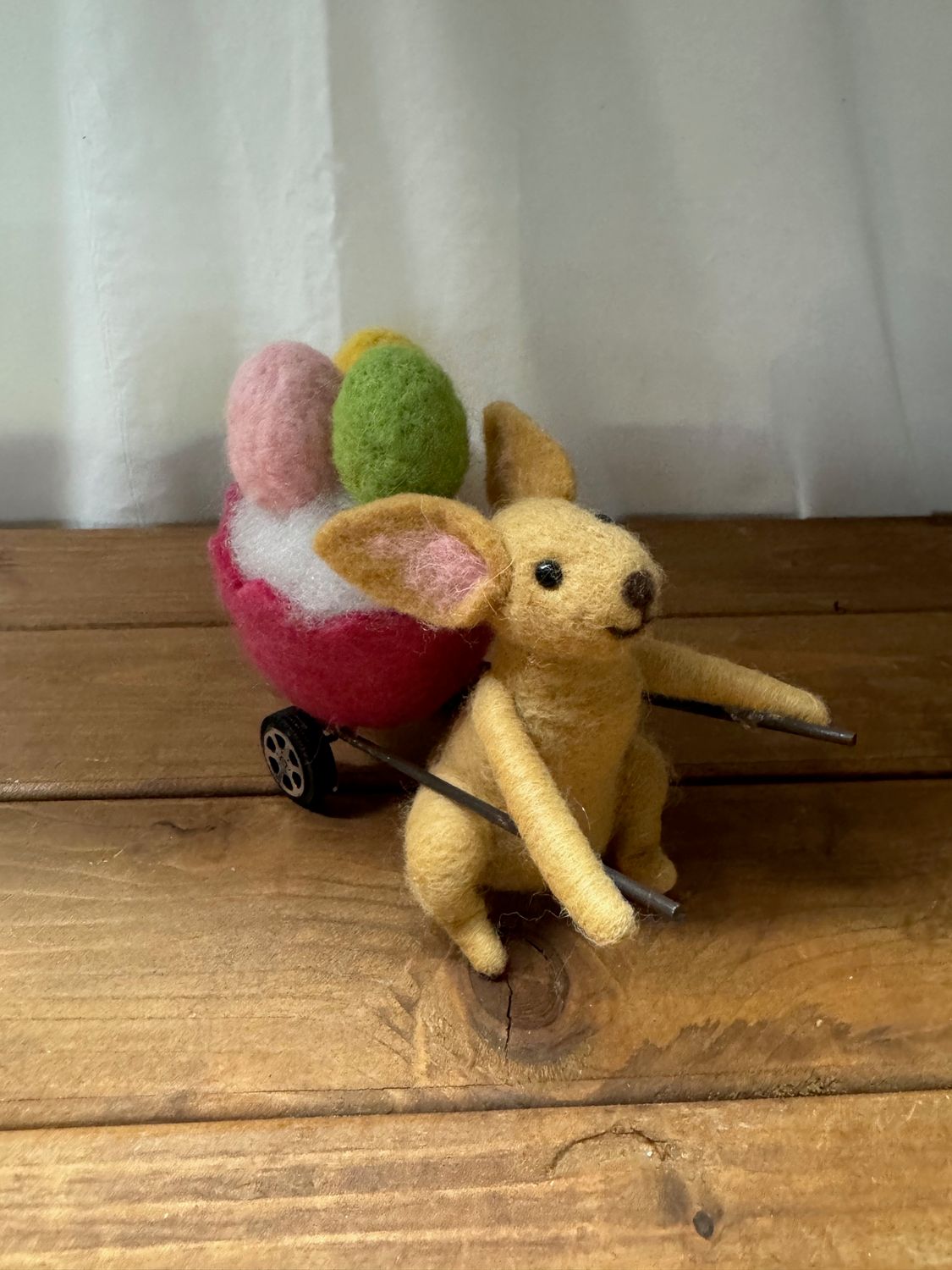 Felt Bunny Pulling Easter Eggs Felt Bunny Pulling Easter Eggs