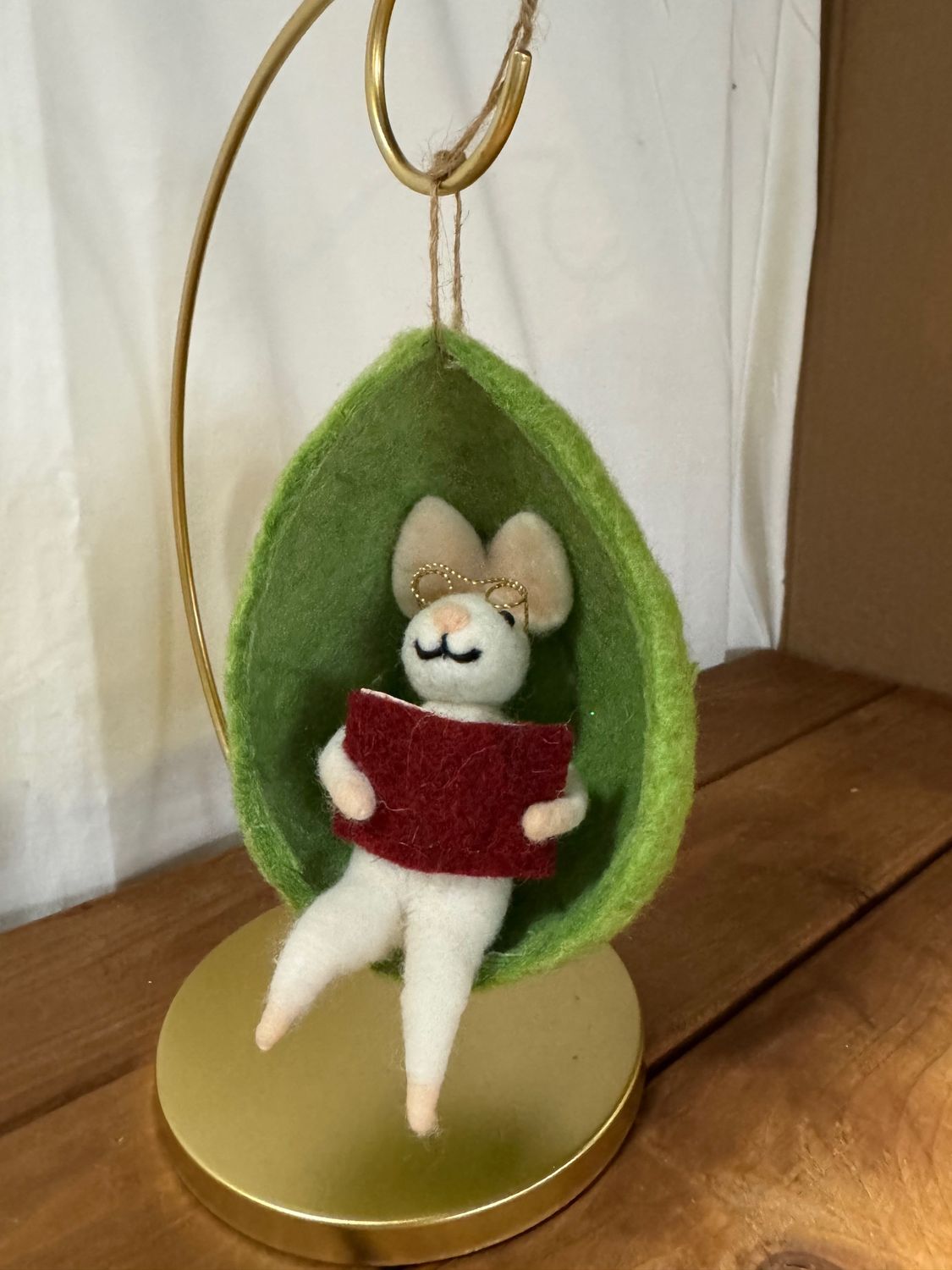 Felt Bunny in Egg Reading Ornament Felt Bunny in Egg Reading Ornament