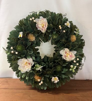 Pink Flower Spring Wreath 13.5" R