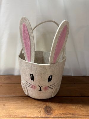 White Felt Bunny Ear Basket - Lg