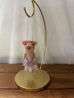 Felt Pig w/Purple Floral Dress
