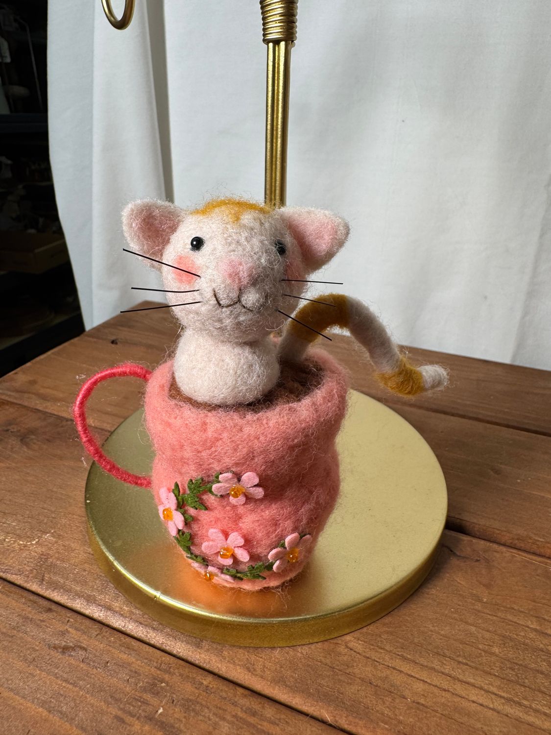 Felt Kitty in Pink Coffee Cup II Felt Kitty in Pink Coffee Cup II
