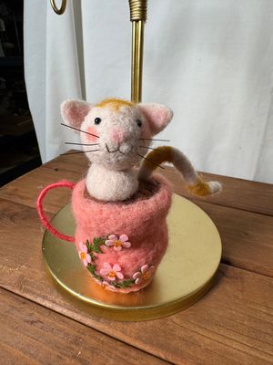 Felt Kitty in Pink Coffee Cup II Felt Kitty in Pink Coffee Cup II