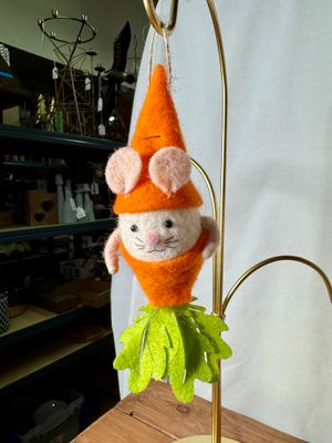 Felt Mouse in Carrot Ornament Felt Mouse in Carrot Ornament