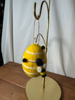 Felt Bee On Yellow Egg Ornament Felt Bee On Yellow Egg Ornament