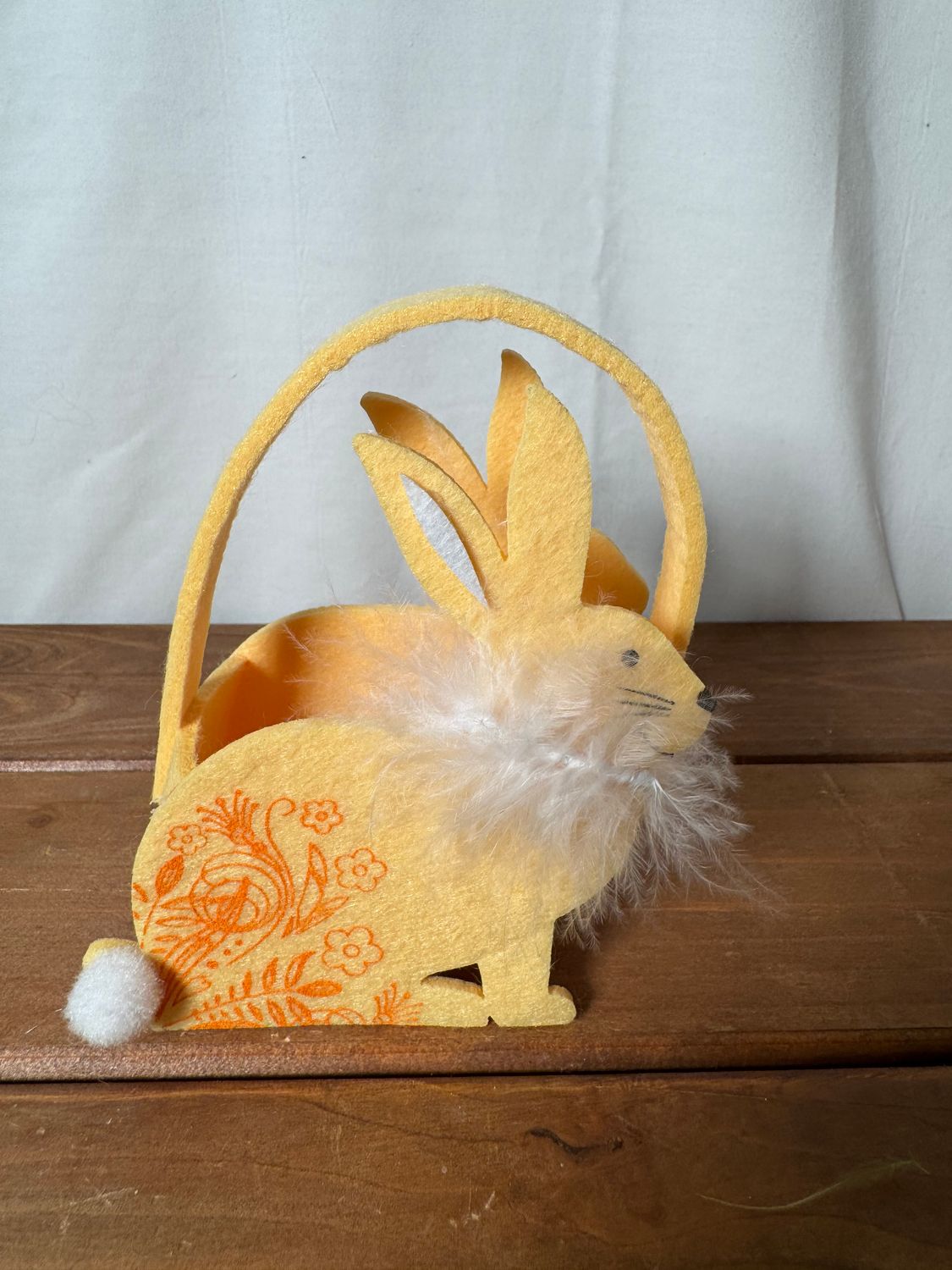 Yellow Felt Bunny Basket - Sm Yellow Felt Bunny Basket - Sm